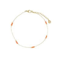 Leuk gouden armbandje met oranje kraaltjes - Perfect cadeau voor je vriendinnen of je moeder - Moederdag - Uniek armbandje - Leuk armbandje voor iemands verjaardag - Leuk te combineren - Koraal - Roze - Verrasjelief
