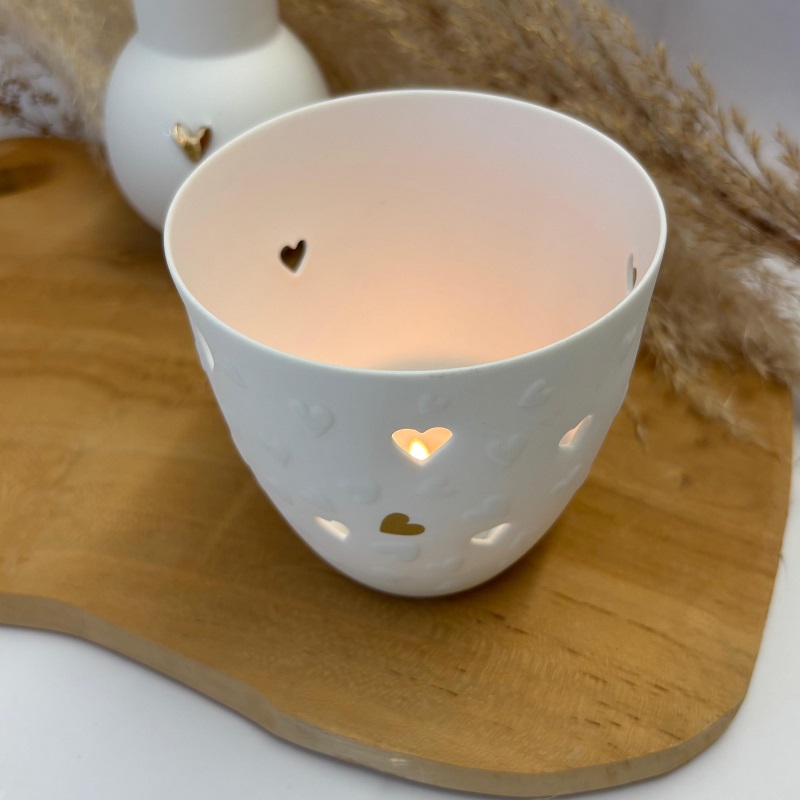 Räder waxinelichtjeshouder gouden en open hartjes Waxinelichthouder - Verrasjelief