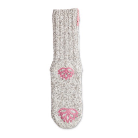 Heerlijke schapenwollen Soxs Yoga sokken Medium beige antislip - Serene Lotus - Verrasjelief
