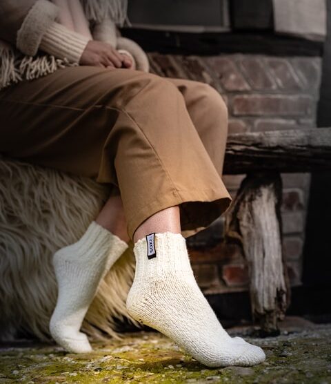 Heerlijk warme schapenwollen Soxs sokken Damessokken Offwhite laag - sugar zwizzle - maat 37-41