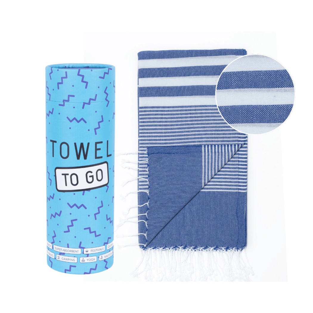 Towel To Go Hamamdoek in geschenkkoker Blauw