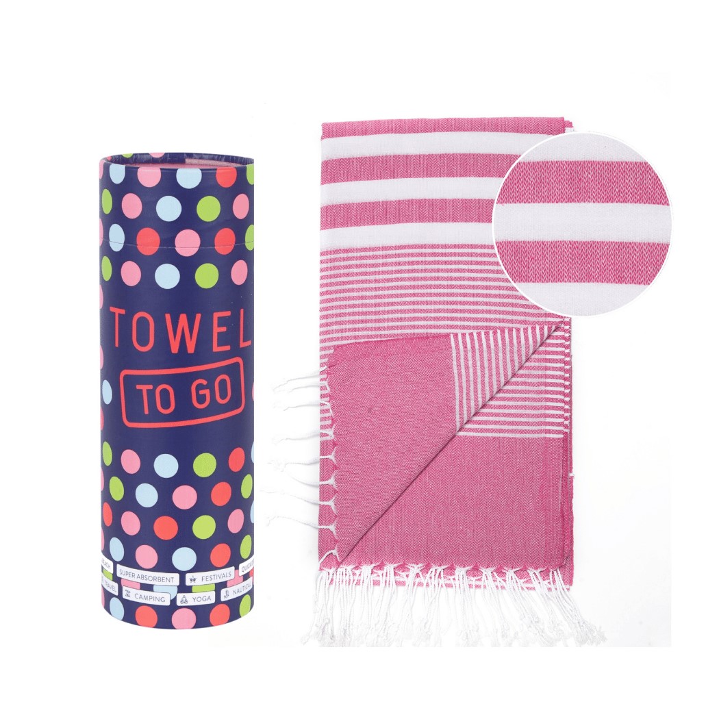 Towel To Go Hamamdoek in geschenkkoker Roze