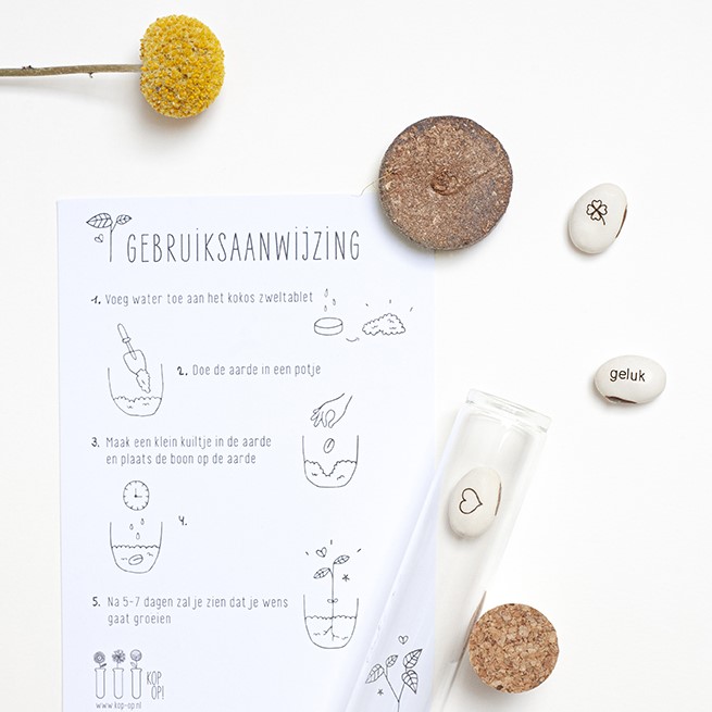 Zakje met groeibonen vol wensen Wensbonen - Geluk - Verrasjelief