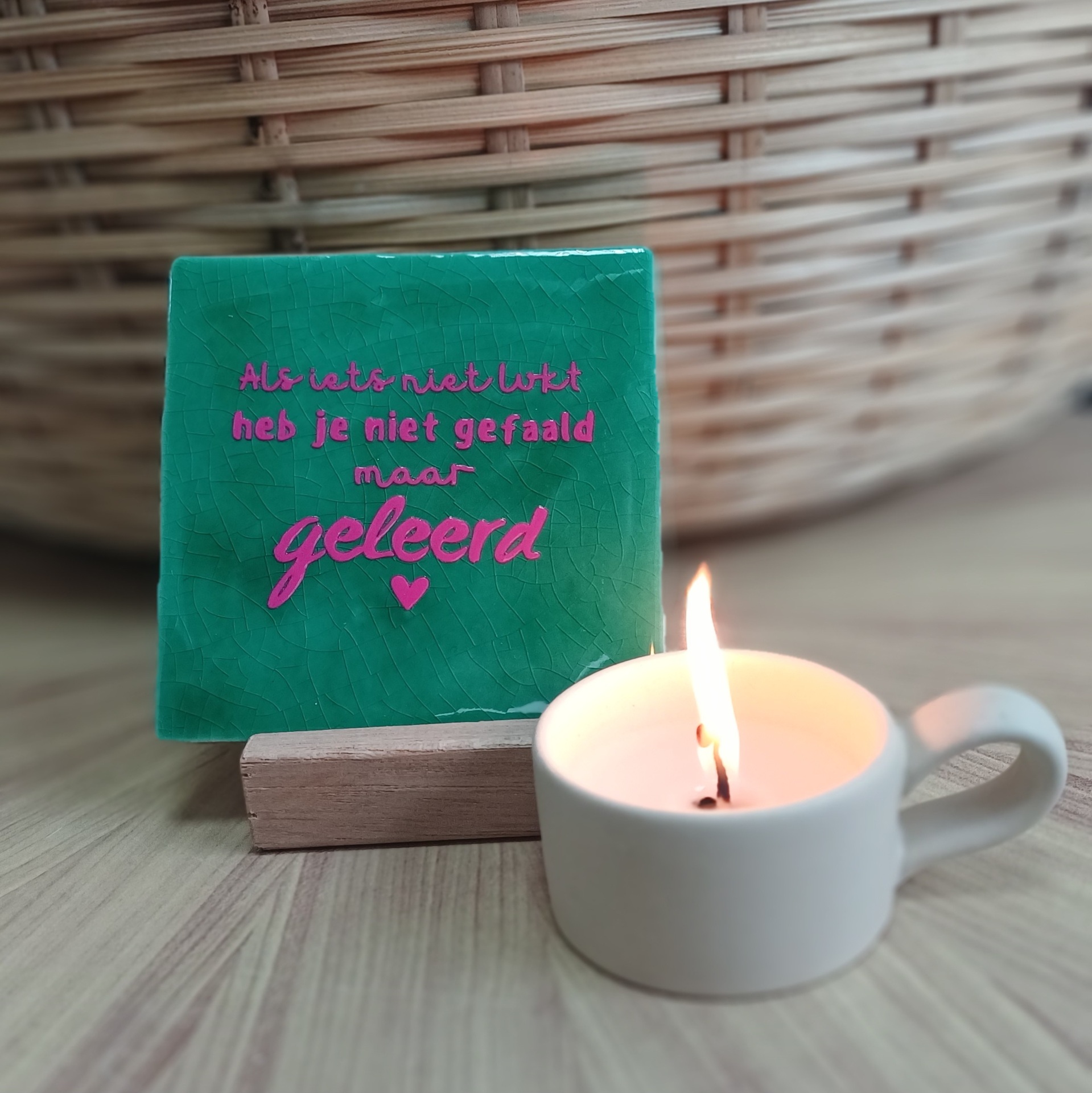 Originele tegeltjes met houten standaardje Als iets niet lukt heb je niet gefaald - Verrasjelief