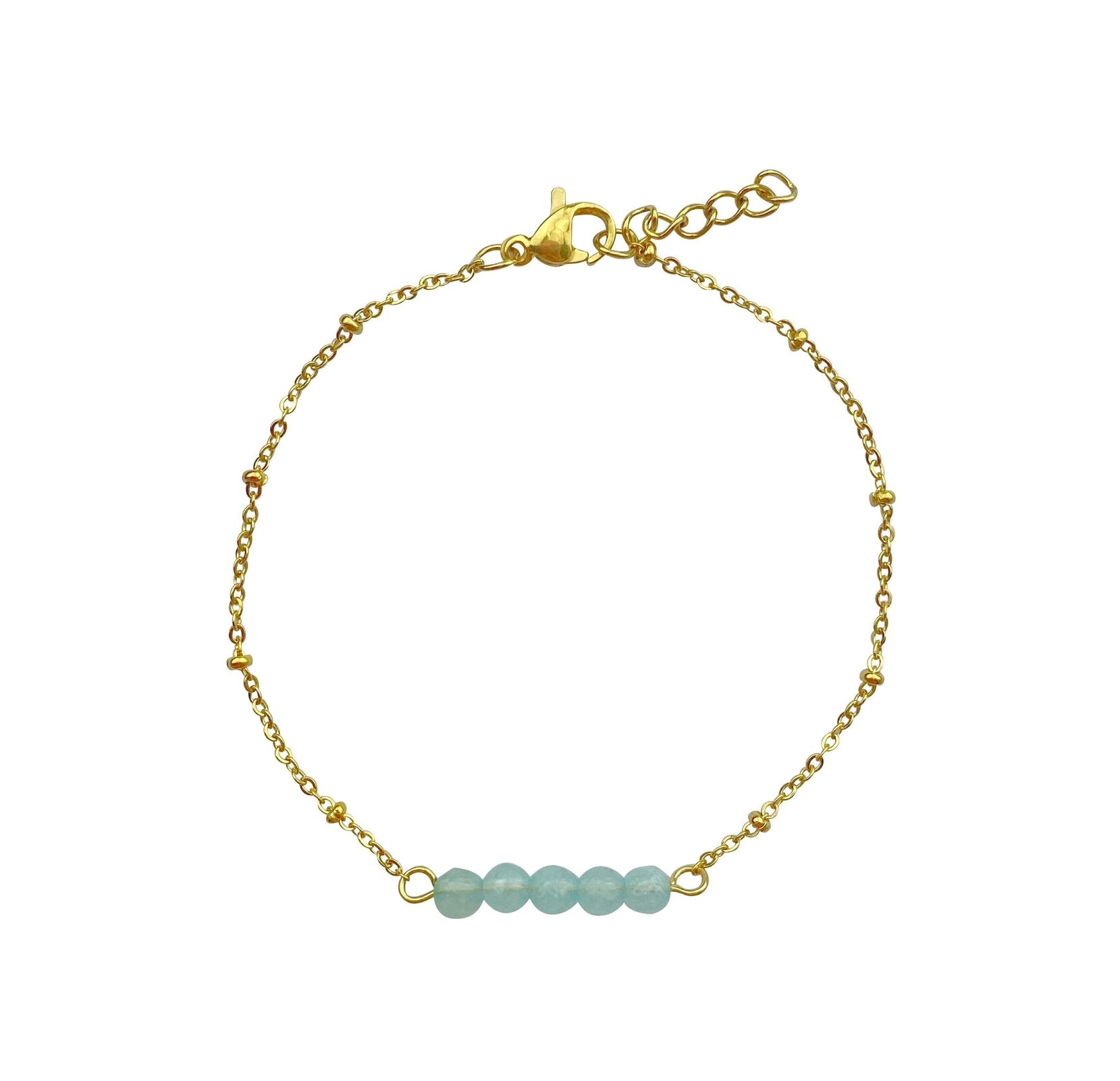 Armbandjes met positief werkende edelsteentjes Amazoniet - goud - Verrasjelief