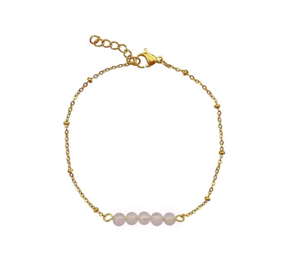 Armbandjes met positief werkende edelsteentjes Rozenkwarts - goud - Verrasjelief