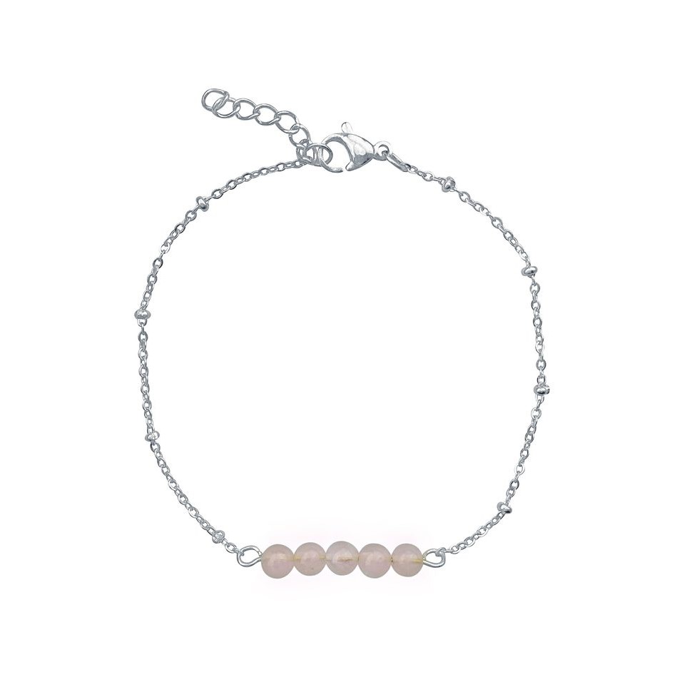 Armbandjes met positief werkende edelsteentjes Rozenkwarts - zilver - Verrasjelief