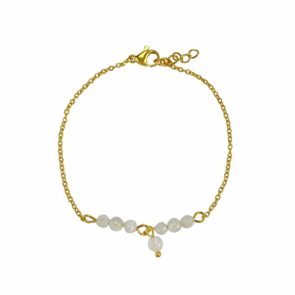 Armbandjes met positief werkende edelsteentjes Maansteen en Jade - goud - Verrasjelief