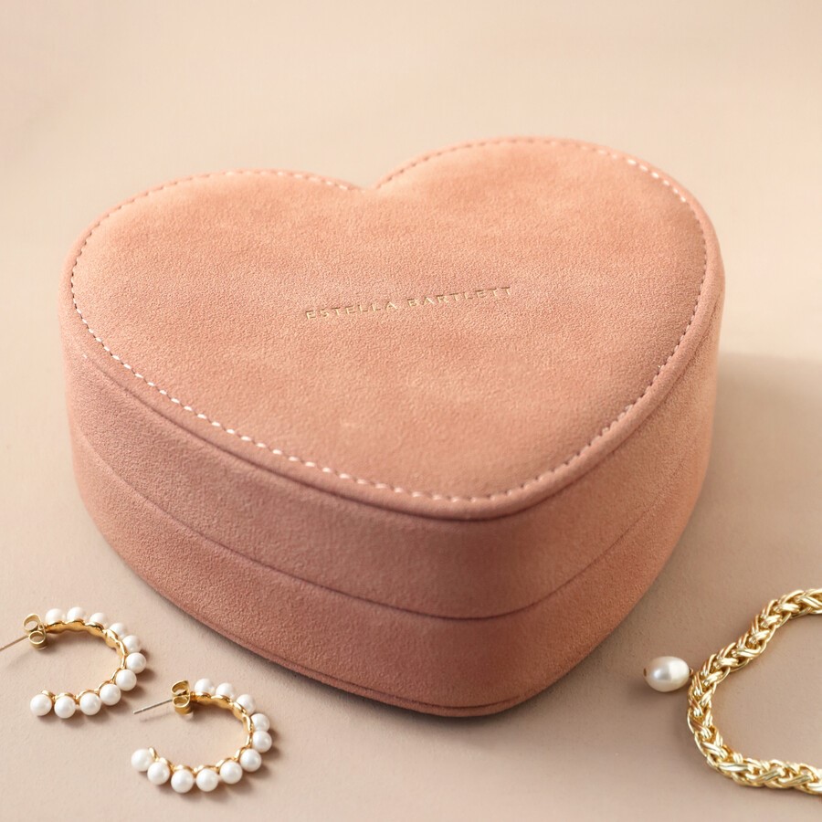 Mini juwelen opberg box hartje of rechthoek in diverse kleuren Roze hartvorm - Verrasjelief