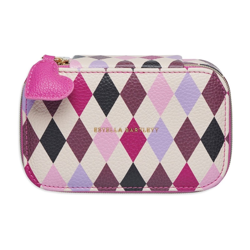 Mini juwelen opberg box hartje of rechthoek in diverse kleuren Harlekijn multicolour - Verrasjelief