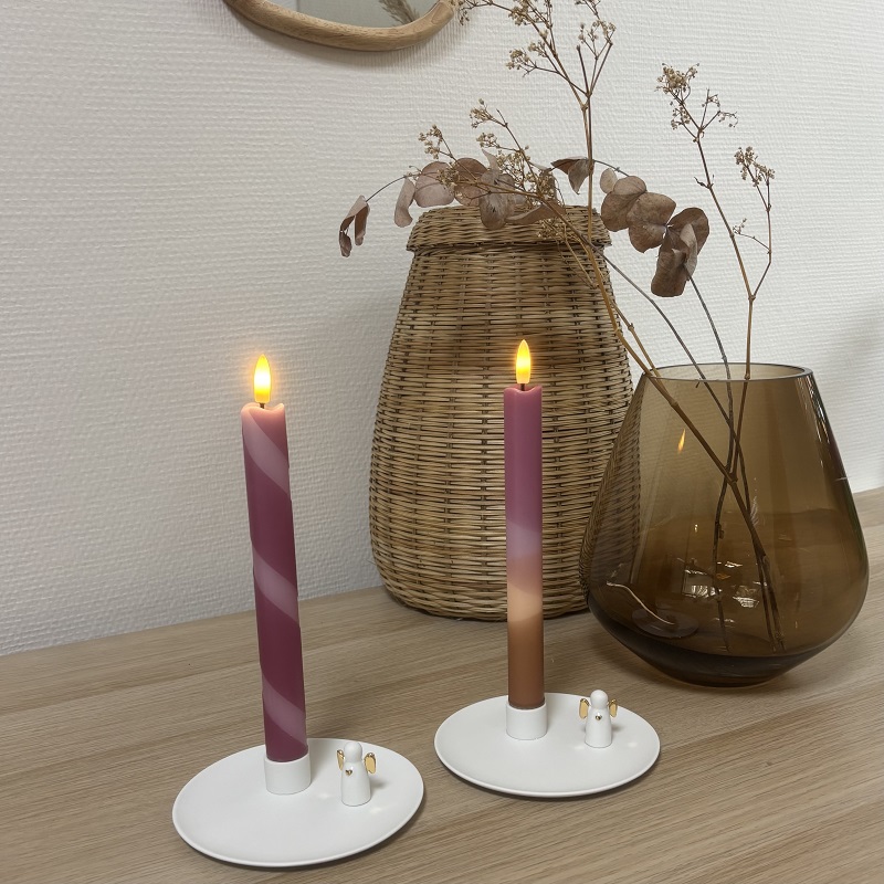 Brievenbus giftset met 2 handgekleurde Led Kaarsen Set Burgundy-Lila-Bruin - Verrasjelief