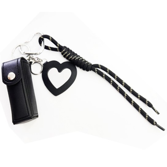 Sleutelhanger of Bagcharm met lippenstiftetui Zwart - Verrasjelief