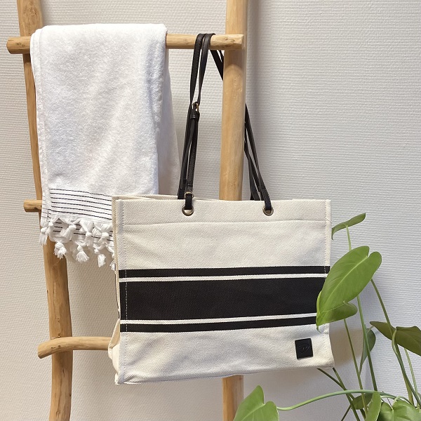 Chique canvas strandtas en shopper Antraciet