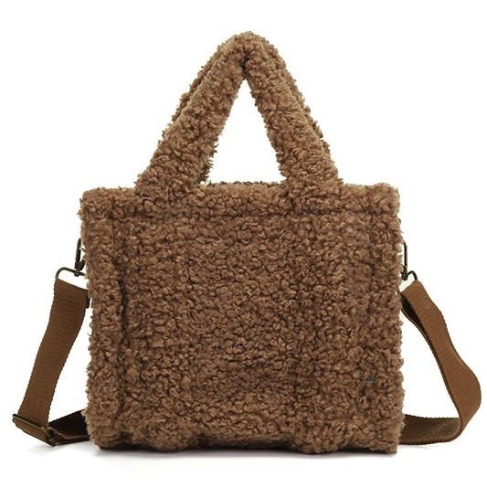 Zachte kleine teddy handtas Kleur taupe