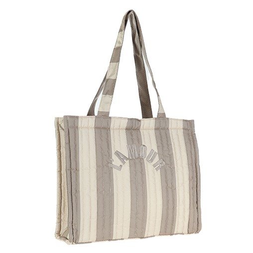 Gestreepte strandtas L'AMOUR in drie kleuren Naturel Khaki - Verrasjelief