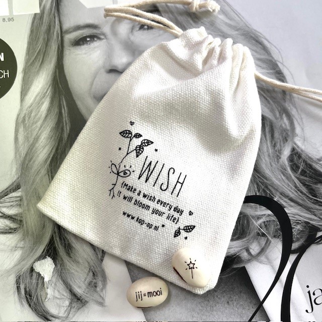 Zakje met groeibonen vol wensen Wensbonen - Hartje - Verrasjelief