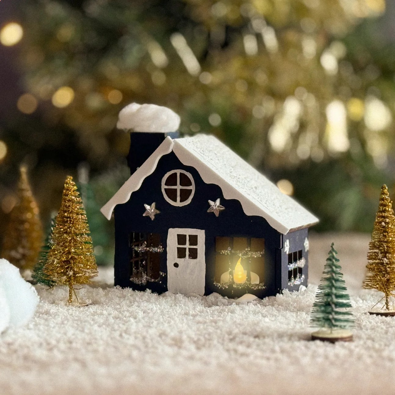 DIY Houten Kersthuisje Kersthuisje - Blauw - Verrasjelief