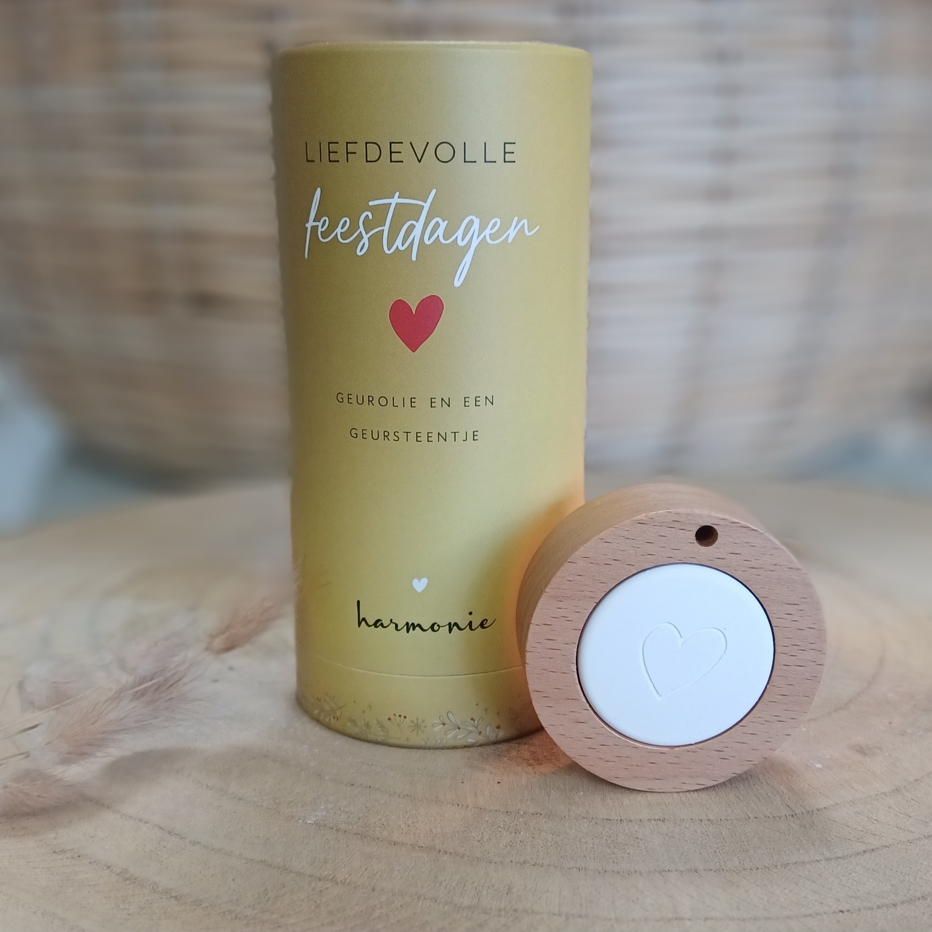 Geurolie met geursteentje in geschenkkokertje Liefdevolle Feestdagen - Verrasjelief