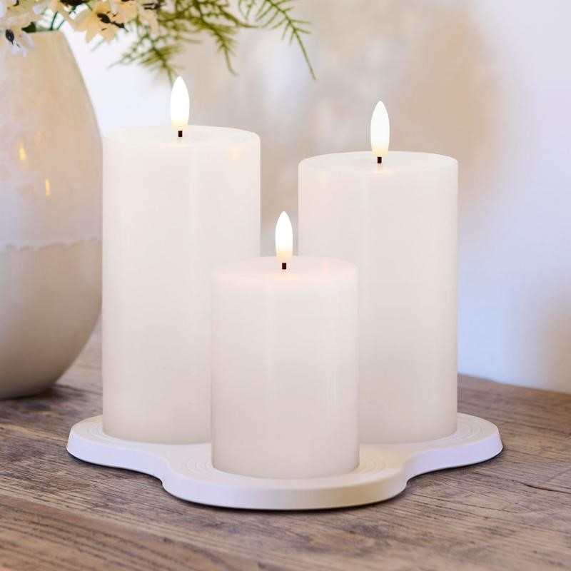 Oplaadbare LED stompkaarsen met charger | set van 3 Oplaadbare Pilaarkaarsen - Verrasjelief