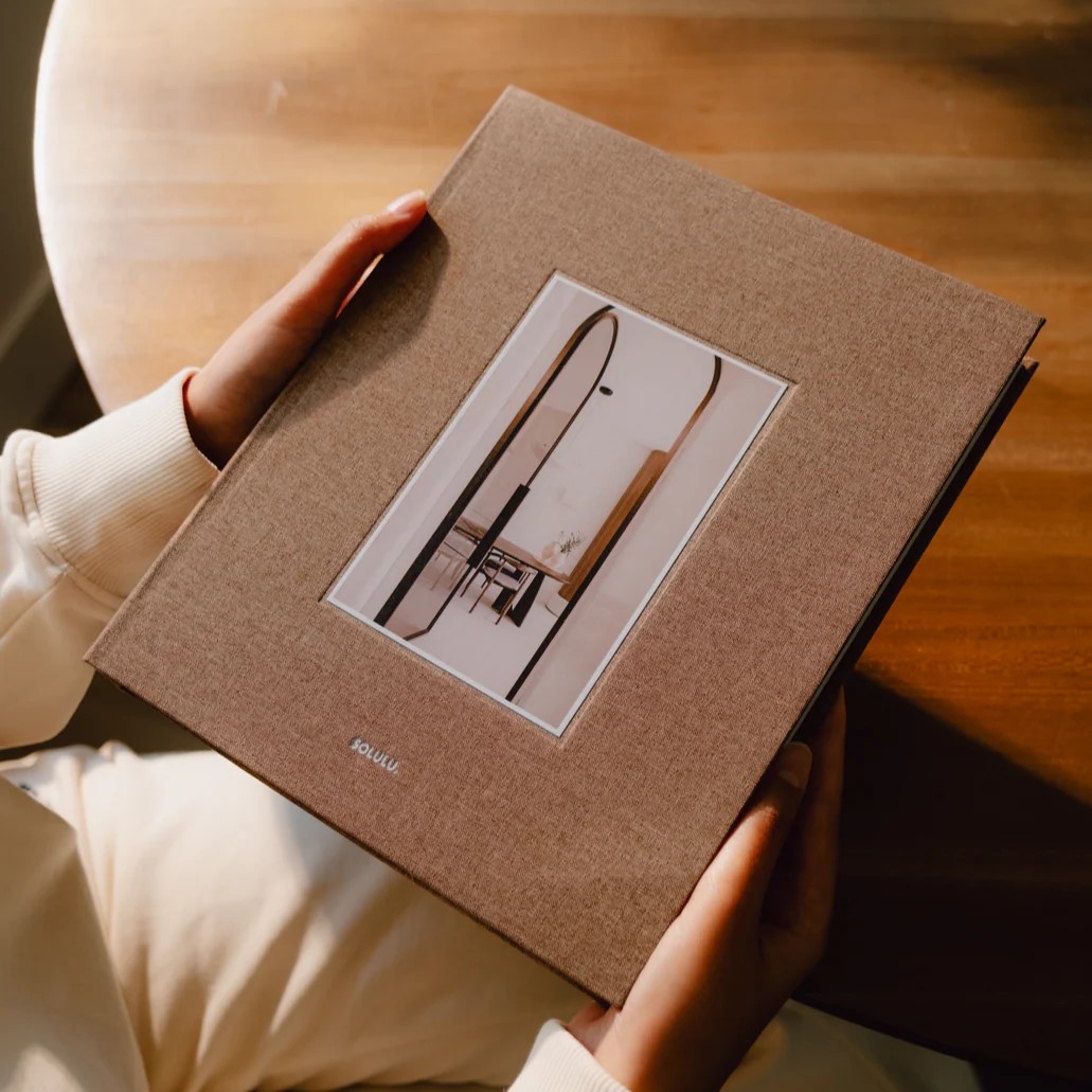 Decoratief linnen opbergboek 'Cosy Living', 'Soft Shades', 'Slow Spaces' Calm Living - Verrasjelief