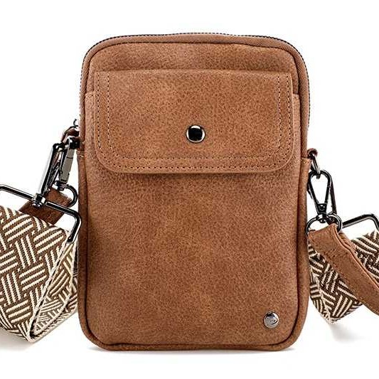 Stijlvol vegan crossbody telefoontasje 'Groet' Camel