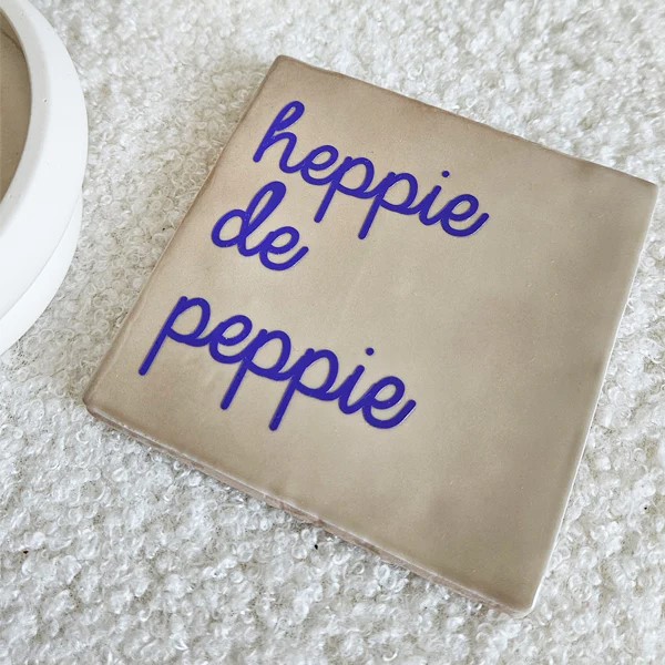Originele tegeltjes en houten standaardje Heppie de peppie - Verrasjelief