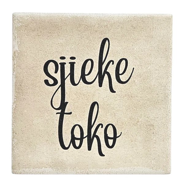 Originele tegeltjes en houten standaardje Sjieke Toko - Verrasjelief