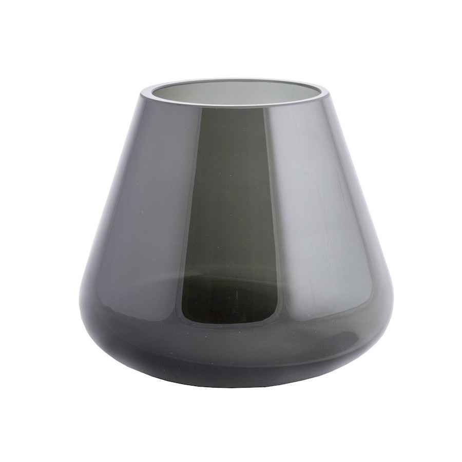 Zwarte of taupe glazen vaas en windlicht in vier afmetingen Uitverkocht - Zwart - Klein (15 cm hoog)