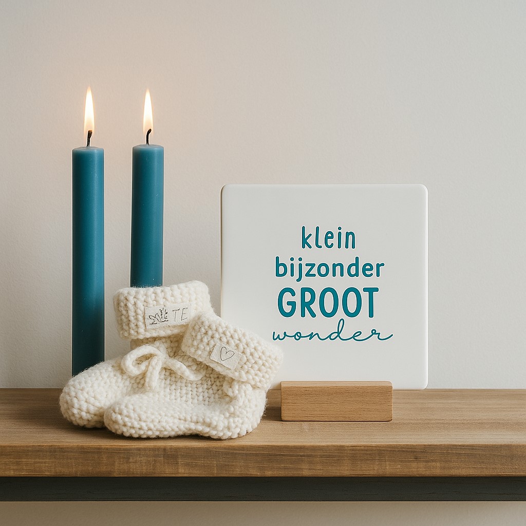 Originele tegeltjes met houten standaardje Klein bijzonder GROOT wonder - Verrasjelief