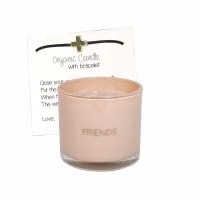 Sojakaars - Geurkaars - Armbandje - Tekst op kaars - Friends - Beige - Sfeer