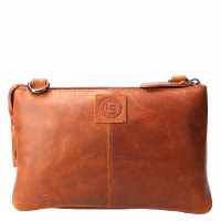 Leren clutch tasje naturel. Telefoontasje van leer.