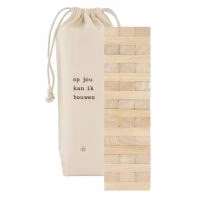 Zusss spelletje van hout. Op jou kan ik bouwen. Bedankt cadeautje.