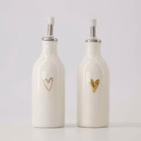 olie, azijn, flesjes, wit, goud, hartje, keuken, koken - Verrasjelief