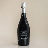 wijn met lichtjes, mooie fles wijn, wijn met bubbels