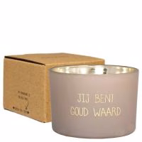soja geurkaars van myflame jij bent goud waard, cadeau voor vrouw, cadeau voor haar - Verrasjelief