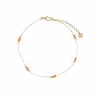 Leuk gouden armbandje met oranje kraaltjes - Perfect cadeau voor je vriendinnen of je moeder - Moederdag - Uniek armbandje - Leuk armbandje voor iemands verjaardag - Leuk te combineren - Koraal - Roze - Verrasjelief