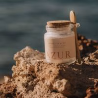 azur badzout in potje met lepeltje cadeautje voor haar - Verrasjelief