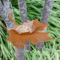herfstbruin vogelvoederschaaltje in een bladvorm voor aan de wand het hele jaar - Verrasjelief
