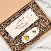 zusss, kaarsen, keramieken schaaltje met vogeltje, wit met goud, troost, sterkte, knuffel, cadeauset - Verrasjelief