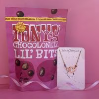 Cadeau voor haar, Cadeau vrouw, Cadeau vriendin, Chocolade en sieraad