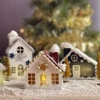 kersthuisje DIY van little creations blauw kersthuisje knutselen winterthema - Verrasjelief