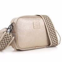 goude tas met brede band, vrouwen cadeau, schoudertas, tas brede band met patroon