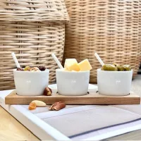 hartjes, serveren, set, schaaltjes, wit