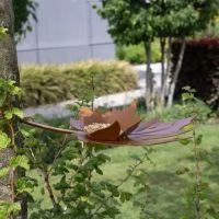 bladvormige vogel voederschaal voor aan de wand in het bruin - Verrasjelief