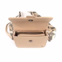 vegan leren tas, beige tas, tas, schoudertasje, crossbody tas, tas met hengsel, beige tasje, tas voor feestje, leren tas, nep leer, hippe tas, tas met gekleurd hengsel, tas met geweven band, tas taupe, tas met extra vakje, tas met handige vakjes
