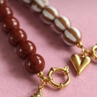 Hanger kralenketting - Bruine Kralenketting- Kralenketting met hartje - Verrasjelief