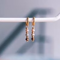 Mooie RVS creolen met mooie facetkralen hanger - Verrasjelief