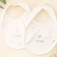 Zusss set met Slabbetjes 'Happy en Hungry' - Verrasjelief