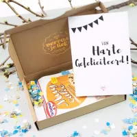 Verjaardagscadeau- leuk verjaardagspakketje met kaartje Verrasjelief- Origineel verjaardagscadeau