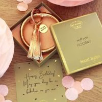 Vegan leren pols sleutelhanger in luxe giftbox